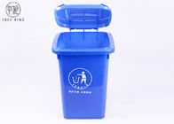 Голубой и пожелтейте ящики хлама 50 литров пластиковые с повторно использовать тележки четырехколесный