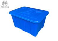 Ящики для хранения К614л Стакабле голубые пластиковые с крышками/крышкой 670 * 490 * 390 Мм