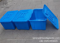 Ящики для хранения К614л Стакабле голубые пластиковые с крышками/крышкой 670 * 490 * 390 Мм