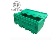 Повторно использованные зеленые пластиковые ящики для хранения с прикрепленными на петлях крышками, прикрепленным контейнером 500 кс 330 кс 236мм крышек