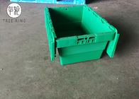Повторно использованные зеленые пластиковые ящики для хранения с прикрепленными на петлях крышками, прикрепленным контейнером 500 кс 330 кс 236мм крышек
